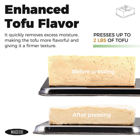 Mageeki Tofu Press includes cheese cloth for easy wrapping and pressing.