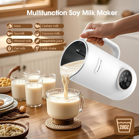 MAGETANG 7 in 1 nut milk maker close-up highlights 8-blade system for smooth blends