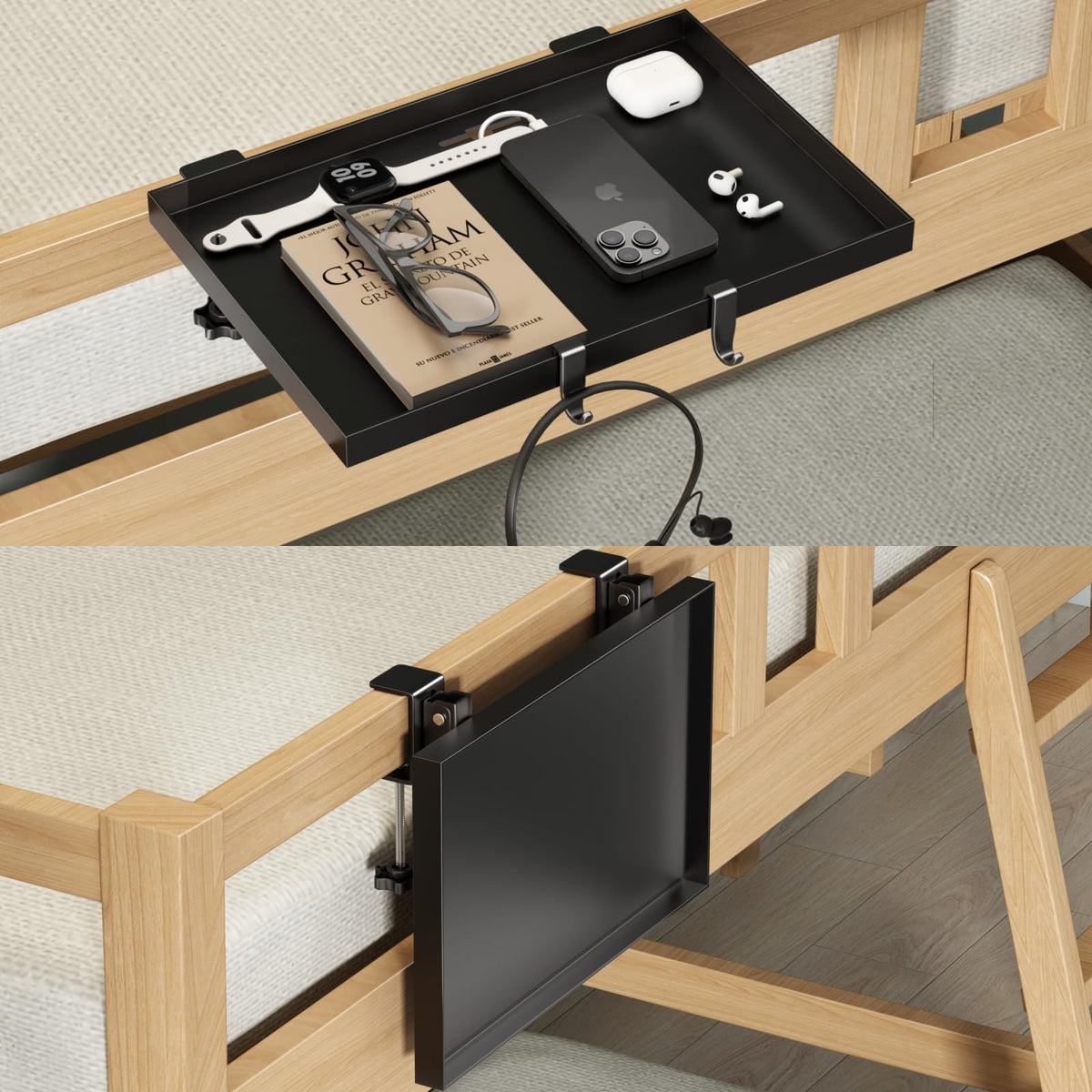 Magheo bedside shelf folded compactly to save dorm space and minimize bumps.