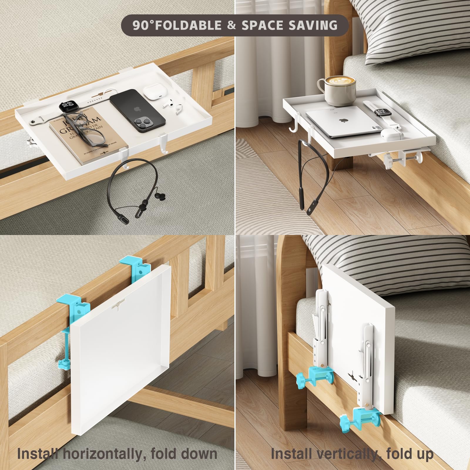 Magheo bedside shelf shows heavy-duty metal construction for reliability