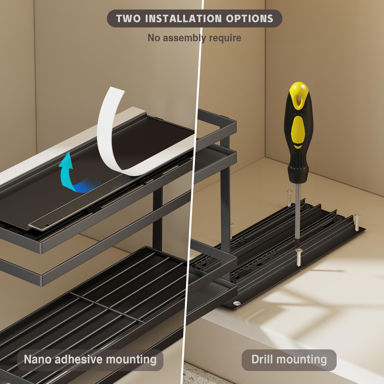 Magheo two-pack adds extra spice storage for kitchen or pantry.