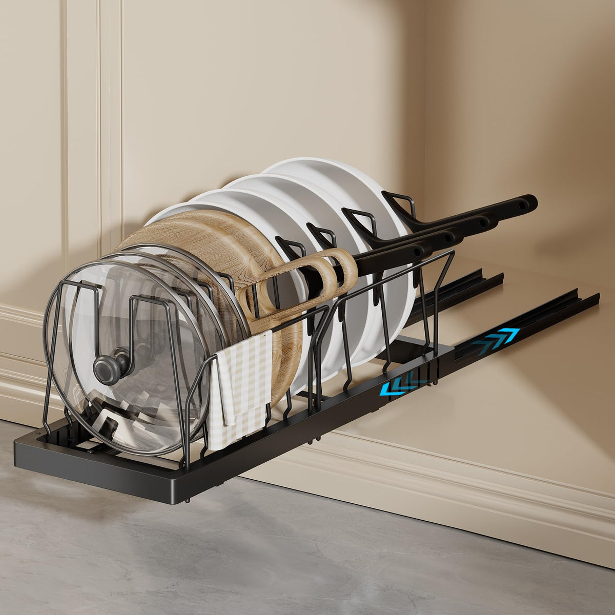 Magheo under-cabinet organizer with extendable depth for flexible storage.