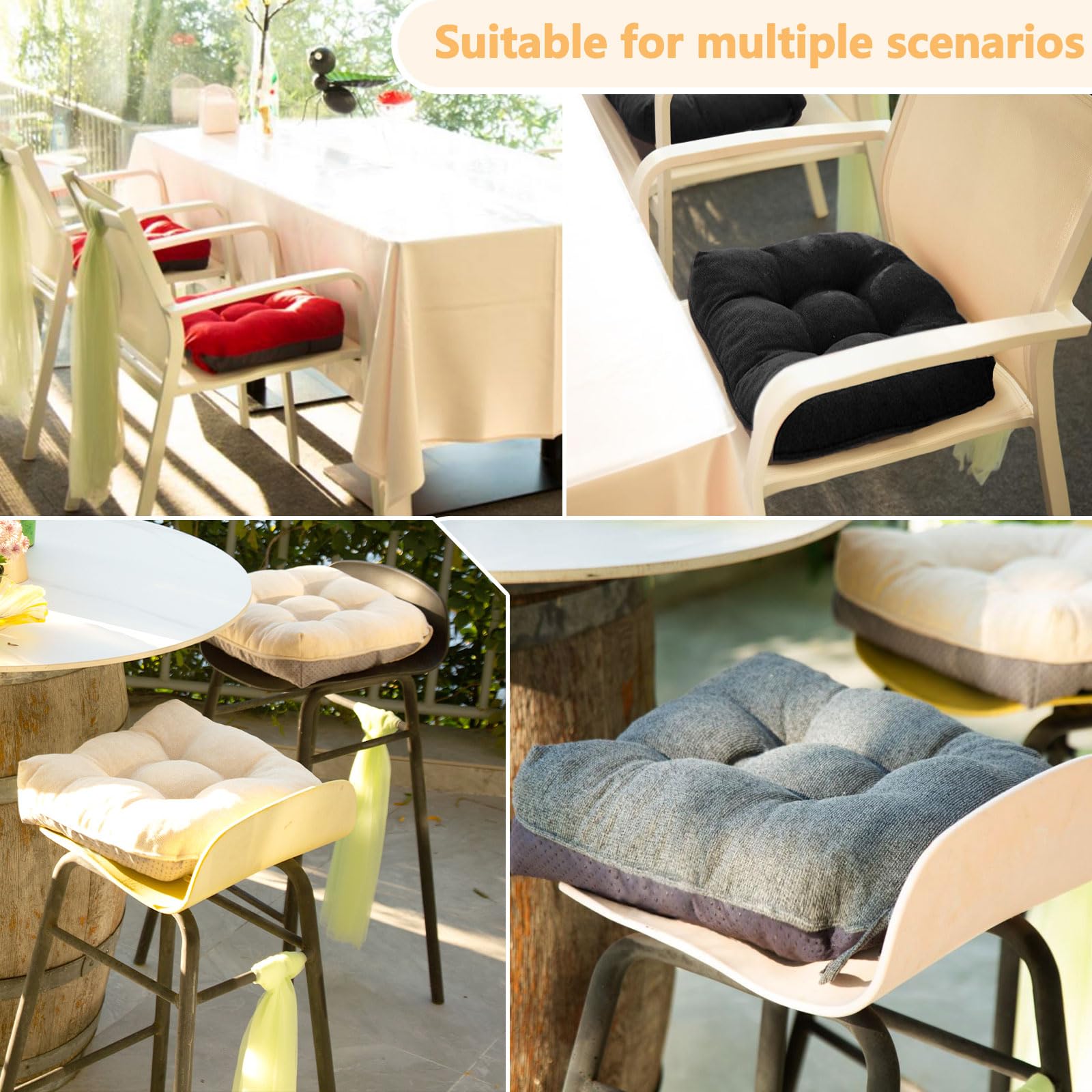 Magic Elephant cushions include tie-downs to prevent slipping while dining.