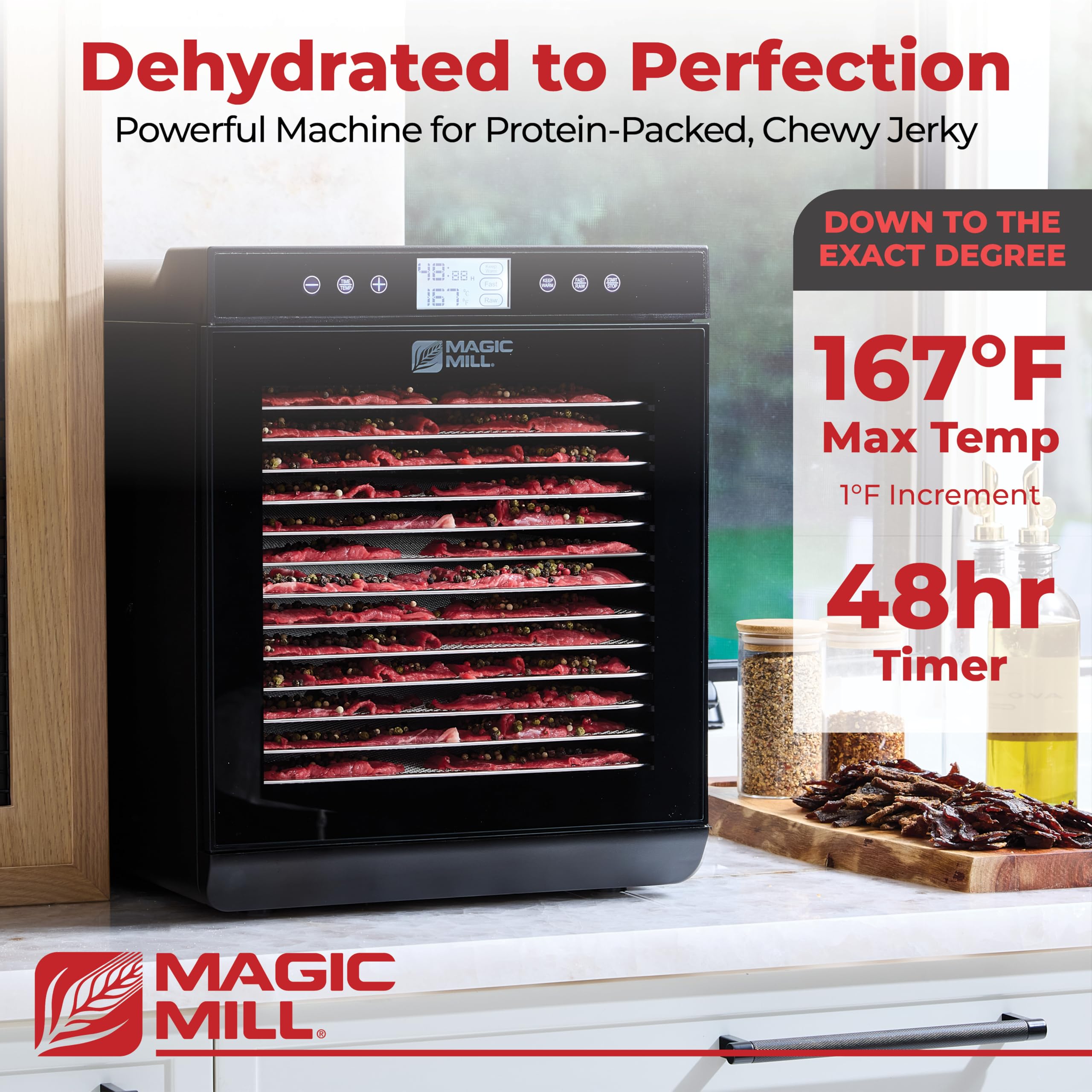 Magic Mill digital control panel for precise temp and timer