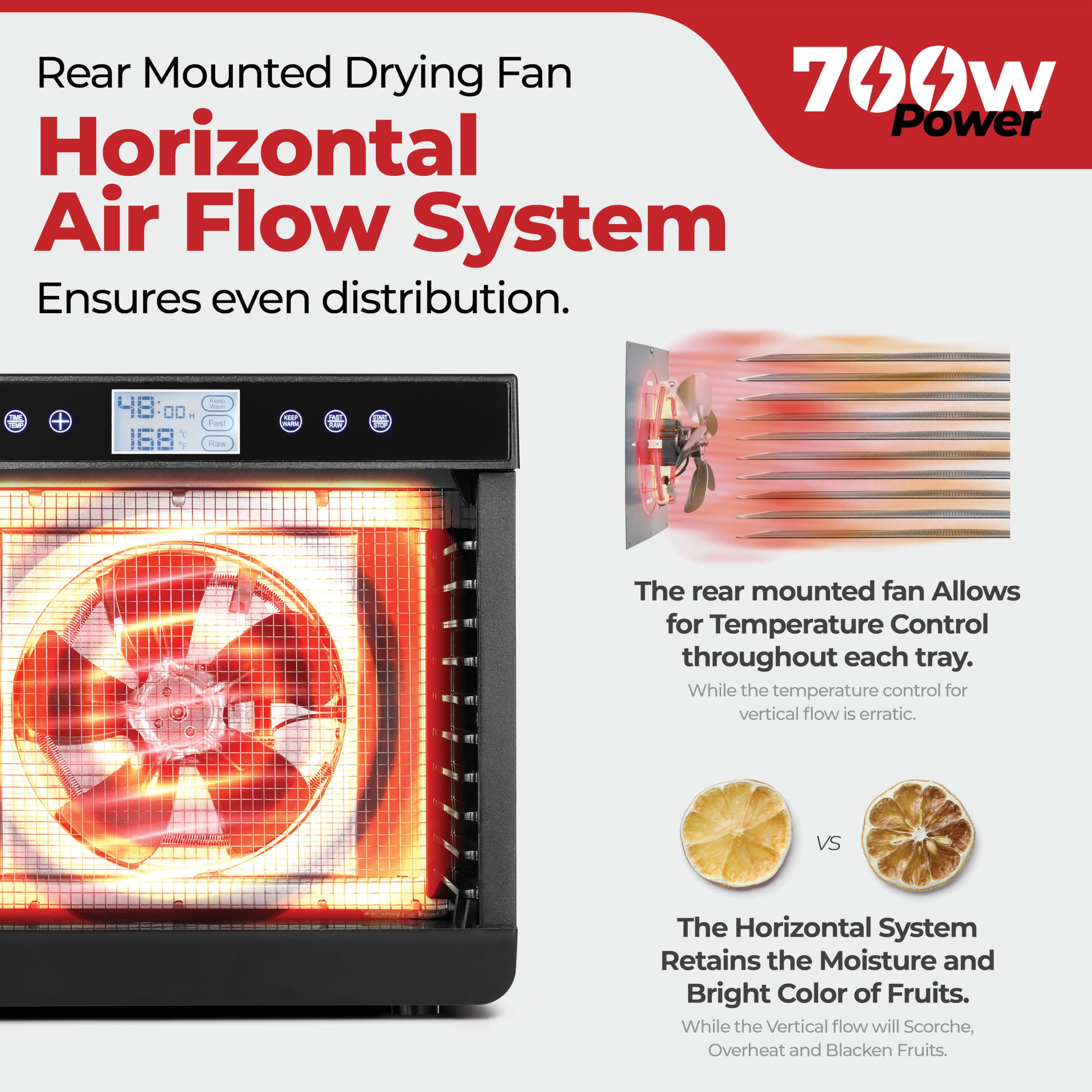 Magic Mill premium dehydrator digital control panel enables precise temperature and timing.