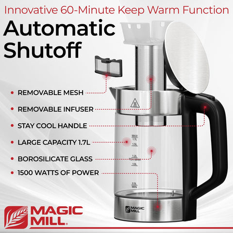 Magic Mill Pro kettle with temperature control for precise brews.