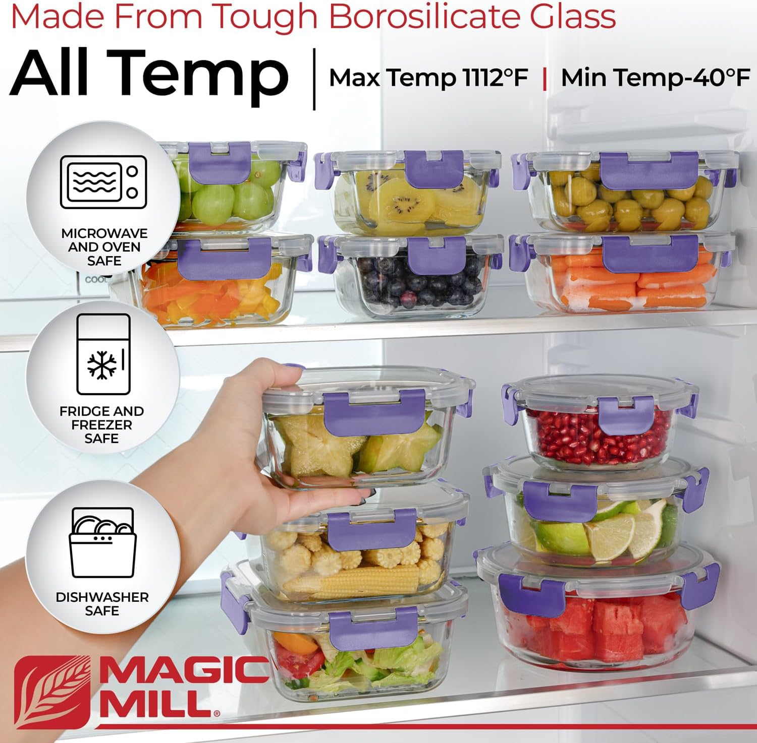 Magic Mill rectangle container 21-5oz 6-75x5 for sauces and leftovers.