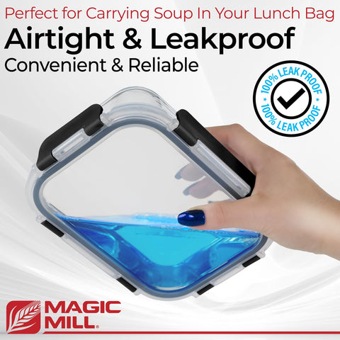 Magic Mill square 17-5oz borosilicate container for lunches