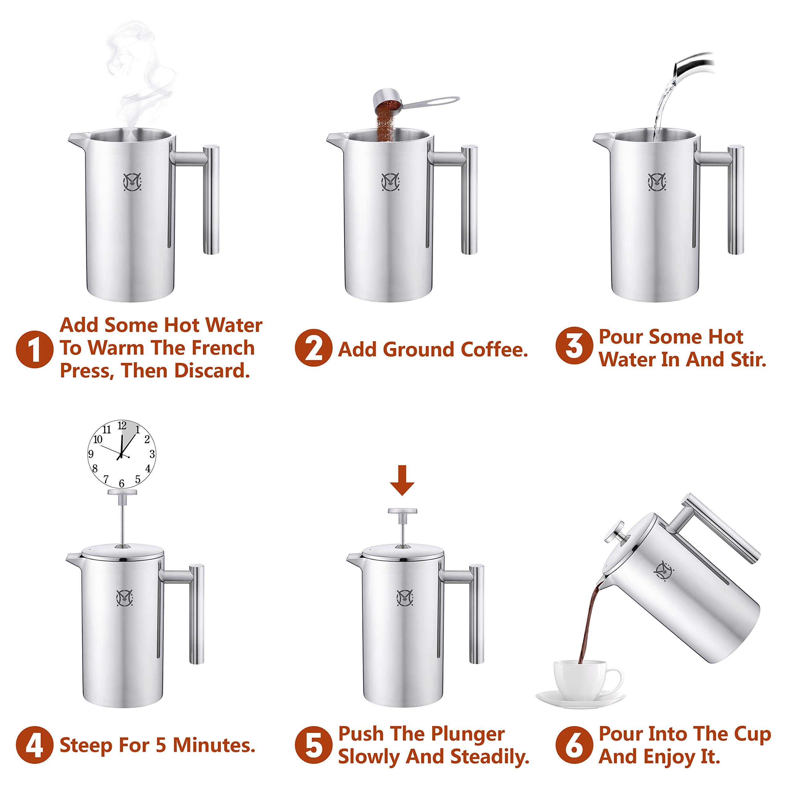 MAGICAFÉ French press dishwasher-safe parts: easy cleaning after brewing.