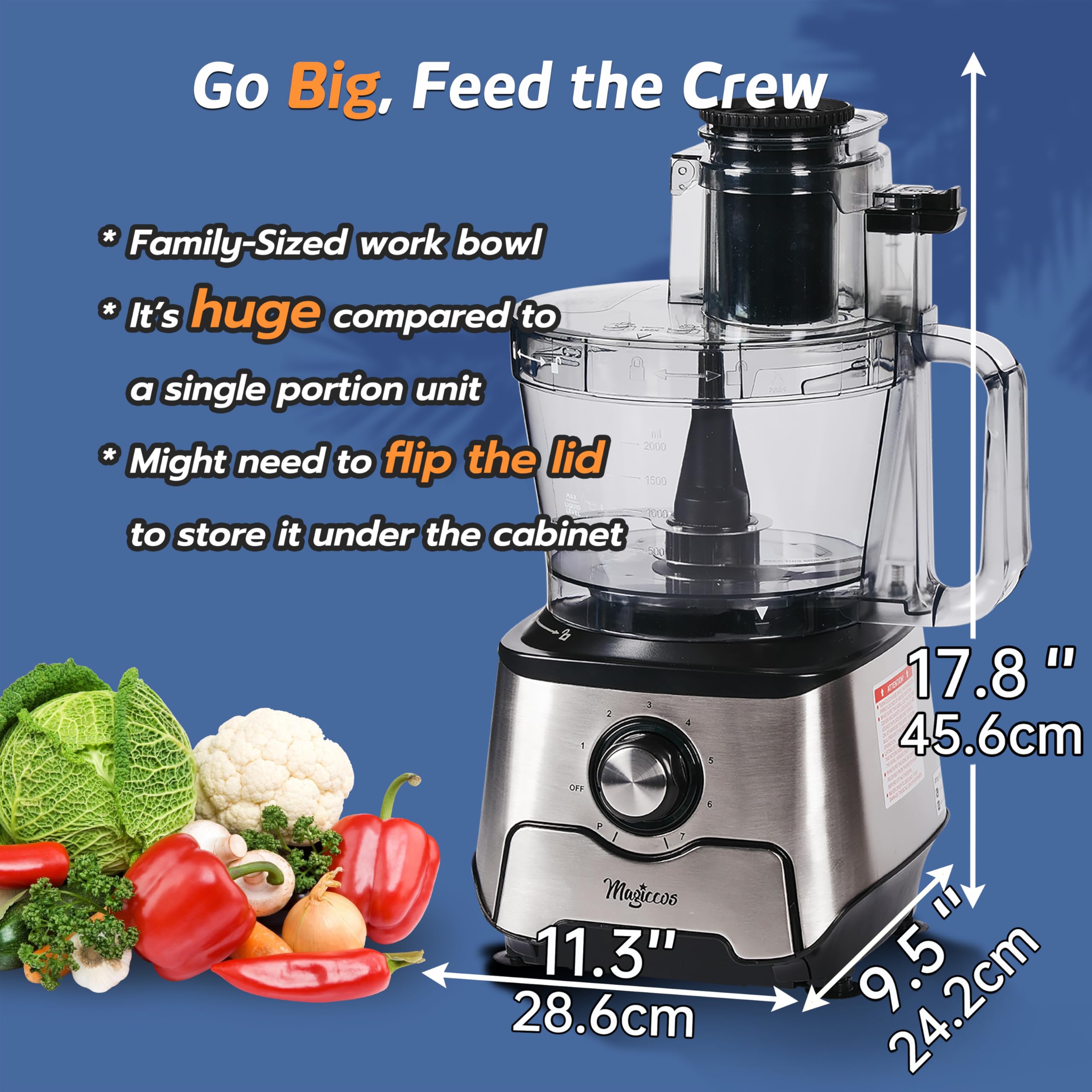 Magiccos large feeding chute enabling faster ingredient loading.