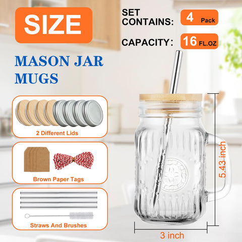 Magicsky mason jar cups bamboo lids for secure and stylish drinking.