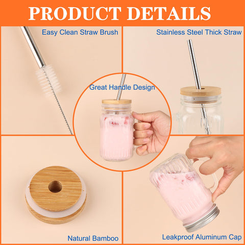Magicsky mason jar cups lead-free glass that is dishwasher-safe for easy care.