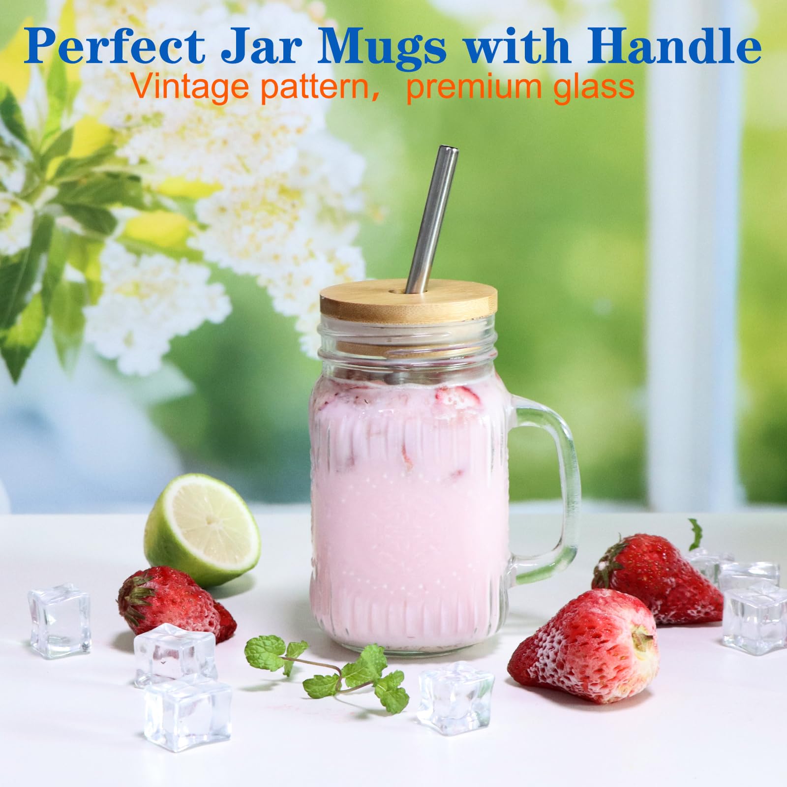 Magicsky mason jar cups stainless steel straws for reusable sipping.