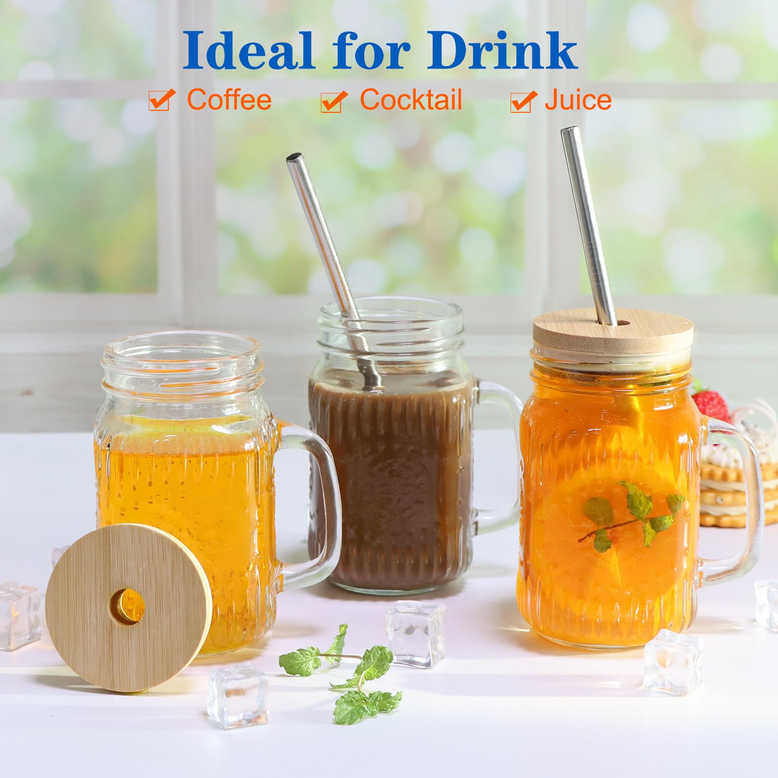 Magicsky mason jar cups two lid types for sipping or sealing on the go.