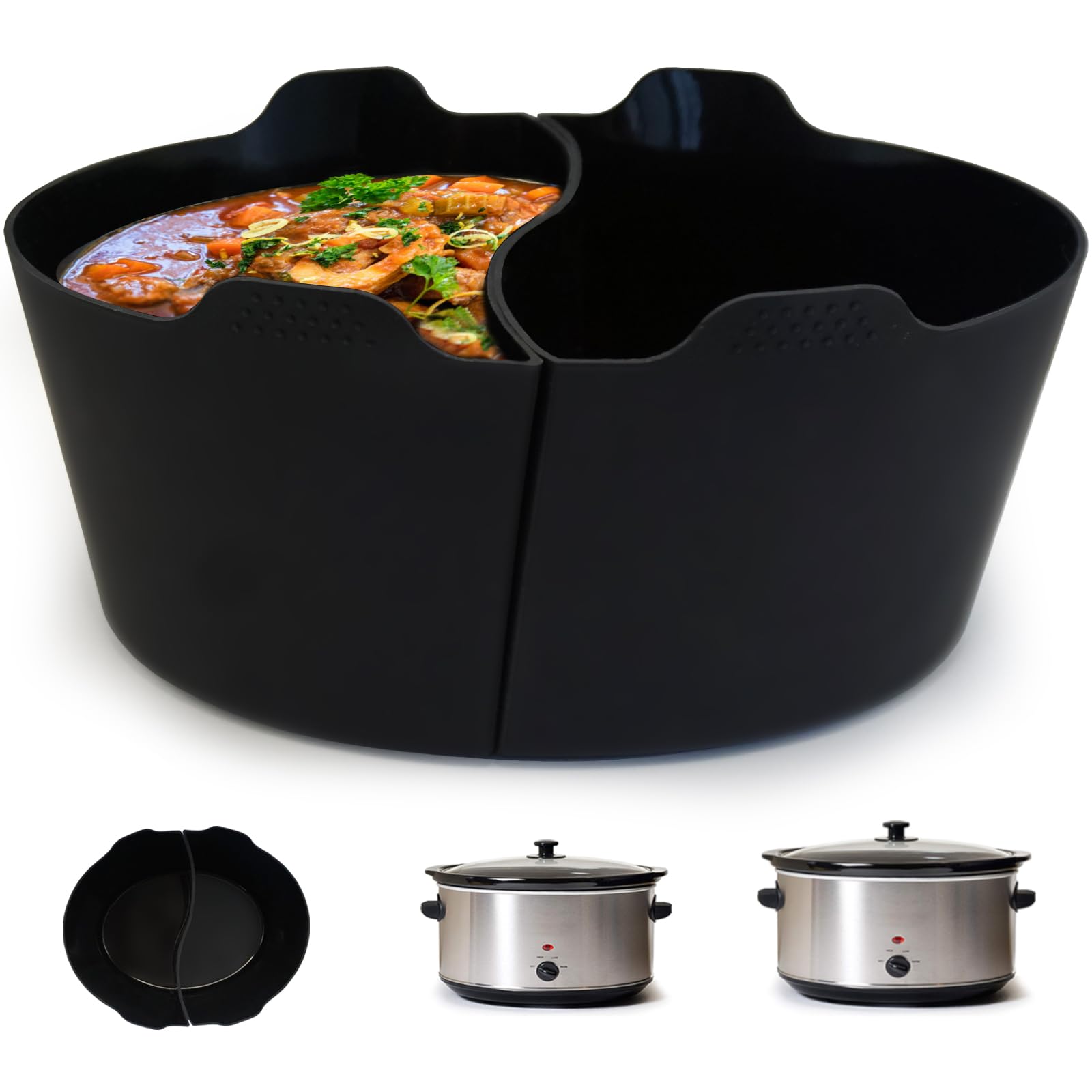 Magikichen silicone slow cooker liner for 6-7 qt oval pots; easy cleanup and reusable convenience.