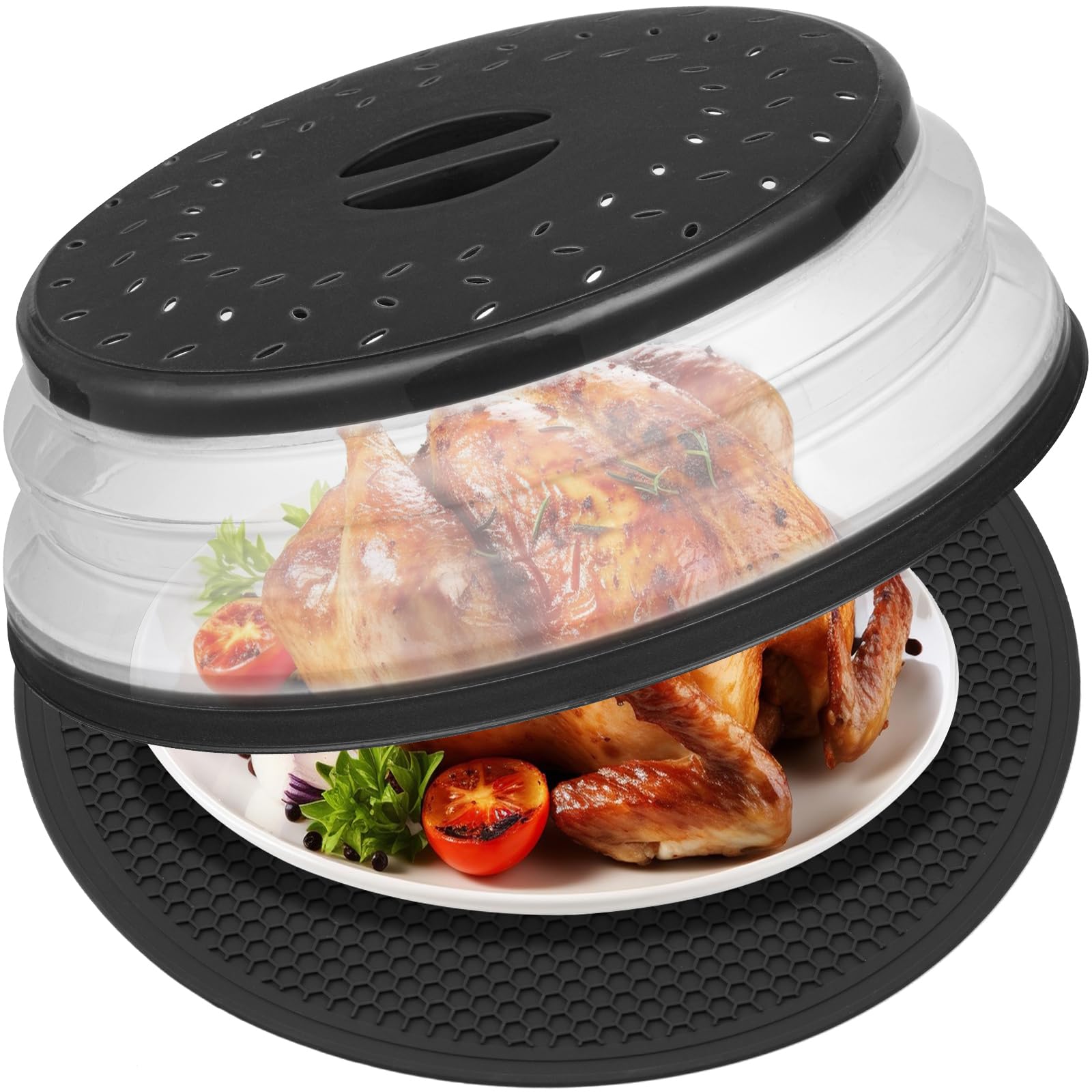 MAGJIUKE 12-inch cover over plate to prevent splatter and keep microwave clean.