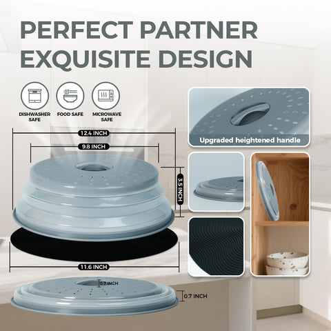 MAGJIUKE collapsible splatter cover with raised handle for safe lifting and space-saving storage.