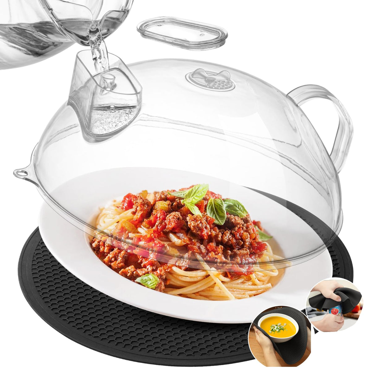 MAGJIUKE microwave splatter cover dome keeps meals tidy and prevents splatter