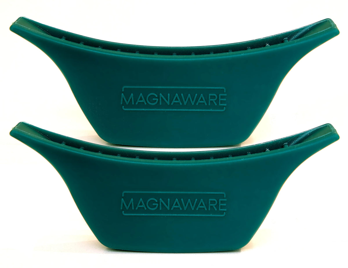 Magnaware silicone handle covers for oval and round Dutch ovens and stockpots providing heat protection