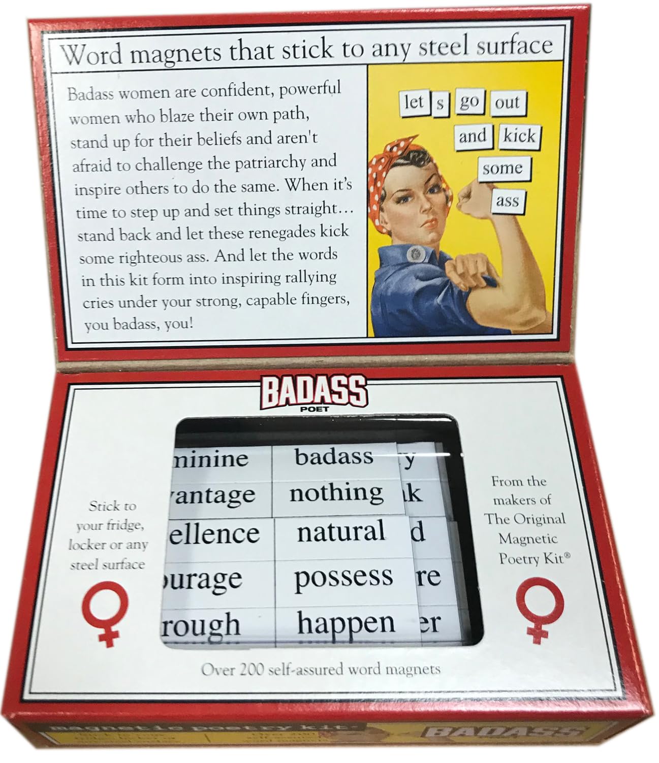 Close-up of Badass Poet tiles highlighting diverse words for daily inspiration.