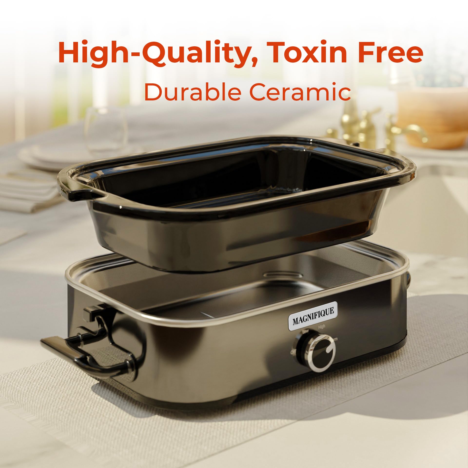 Magnifique Experience Delight dishwasher-safe lid for simple cleanup after meals