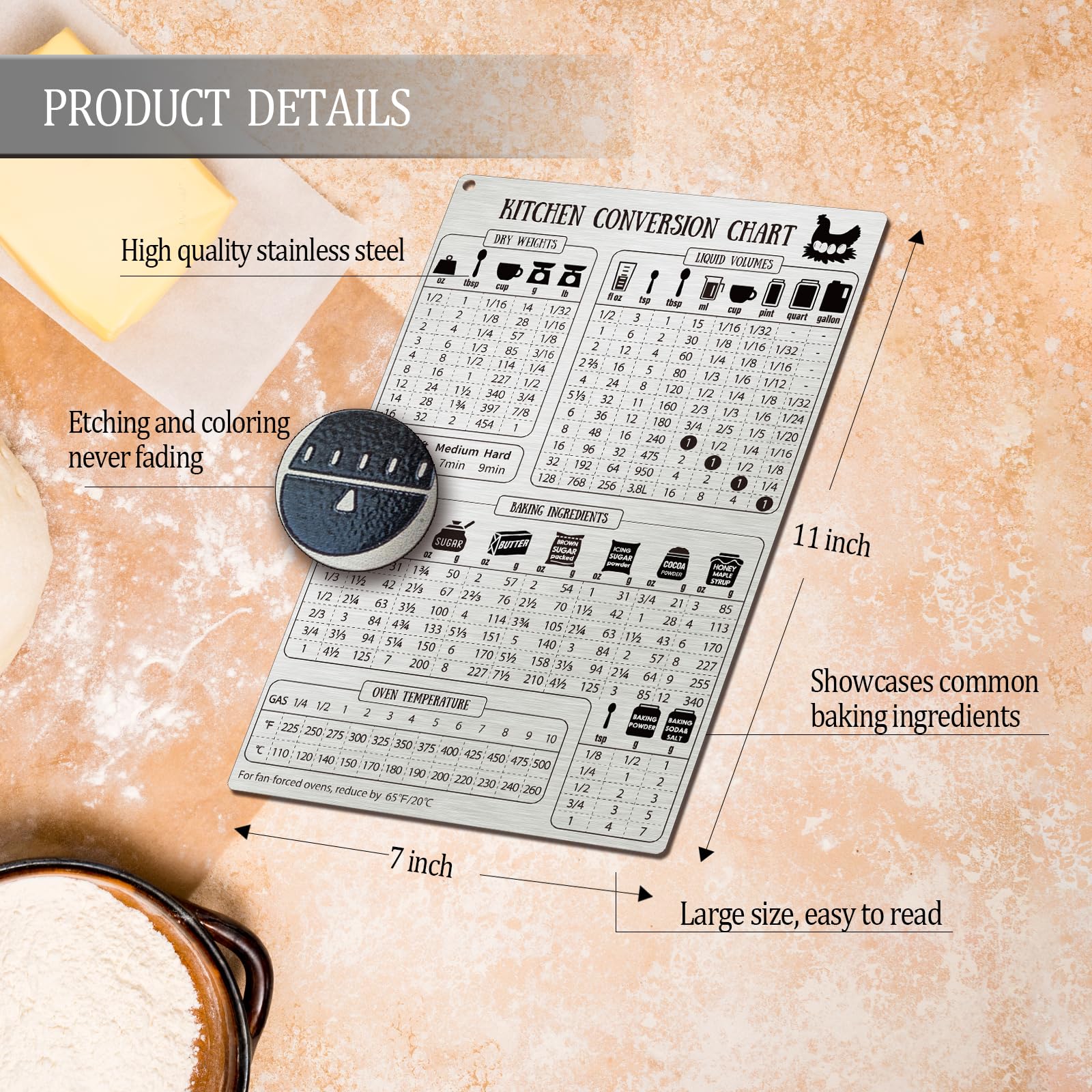 Magrooyar oven temperature conversion chart helps switch Celsius and Fahrenheit during cooking.