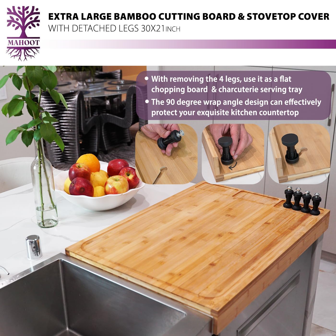 MAHOOT natural bamboo texture emphasizing durable, warp-resistant design