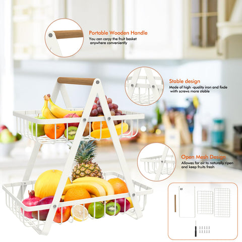 mahueeol stacked two-tier basket keeps fruits neatly separated and accessible on the counter