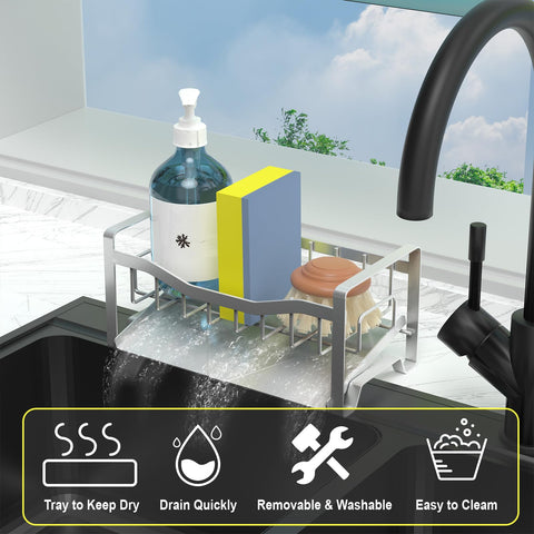 Maifan sink organizer on countertop with anti slip base for stable use.