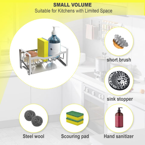 Maifan stainless steel sponge holder in compact design for small spaces.