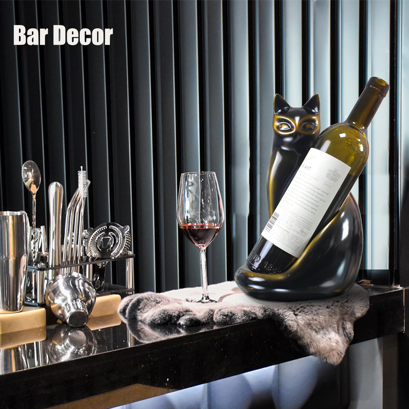MAIHOM cat wine holder decorative accent for kitchen or living room