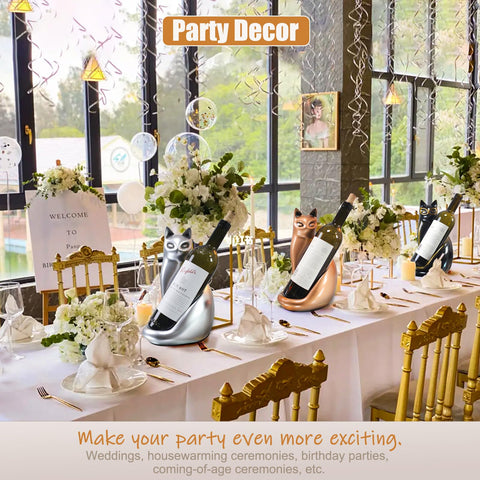 MAIHOM cat wine holder displayed on dining table as centerpiece