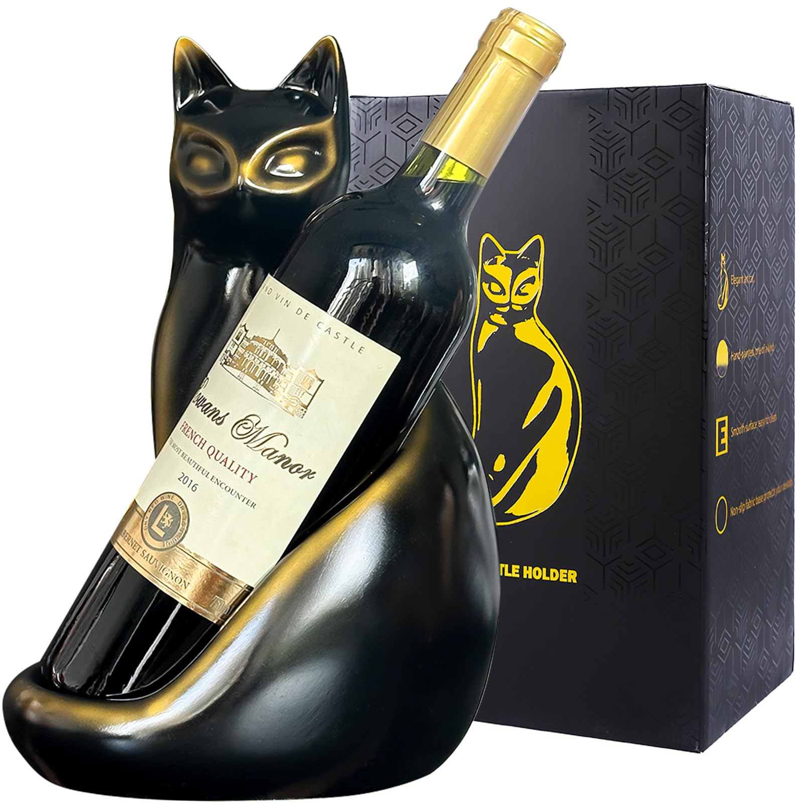 MAIHOM cat wine holder on table adds elegant decor and stable bottle support