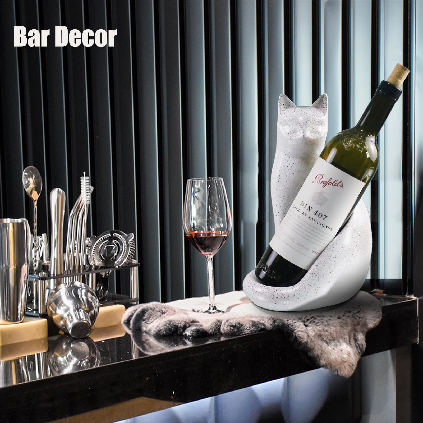 MAIHOM cat wine rack on bar counter elevates home entertaining.