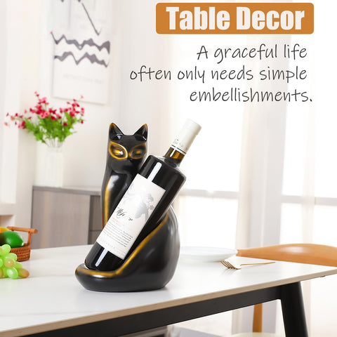 MAIHOM cat wine rack on black surface enhances dining or bar area