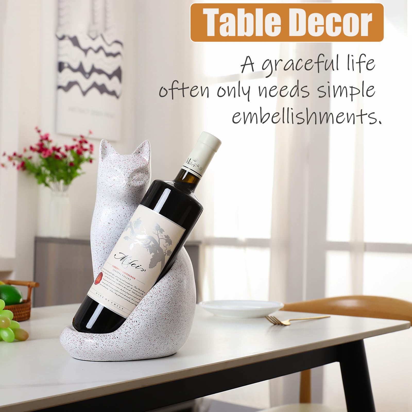 MAIHOM cat wine rack pink provides playful decor on tabletops.