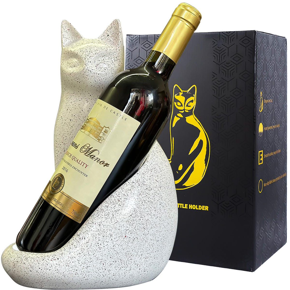 MAIHOM cat wine rack white with a hand-painted finish enhances modern shelves.