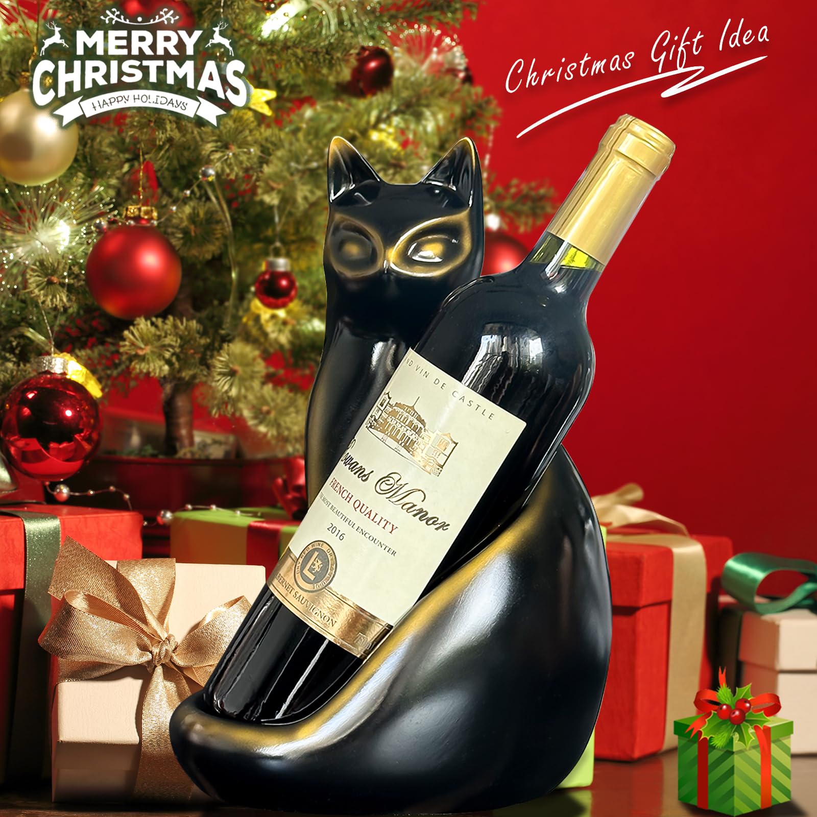 MAIHOM hand-painted cat wine holder showcases unique color, adding character