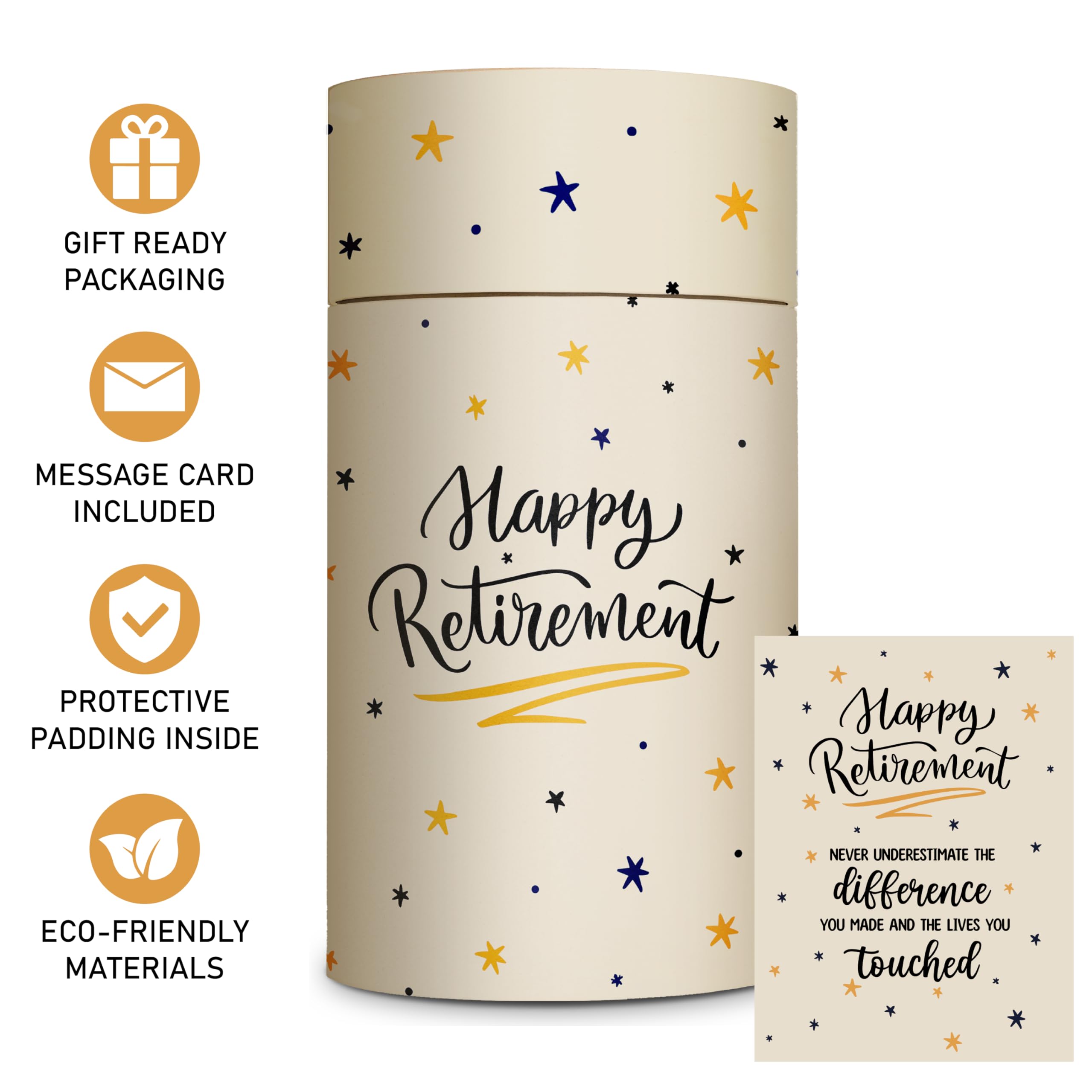 Mailabeeus heartfelt message card accompanies the retirement gift
