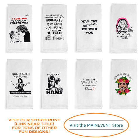 MAINEVENT Colorful graphic design on towel brightens daily dish-drying routines.