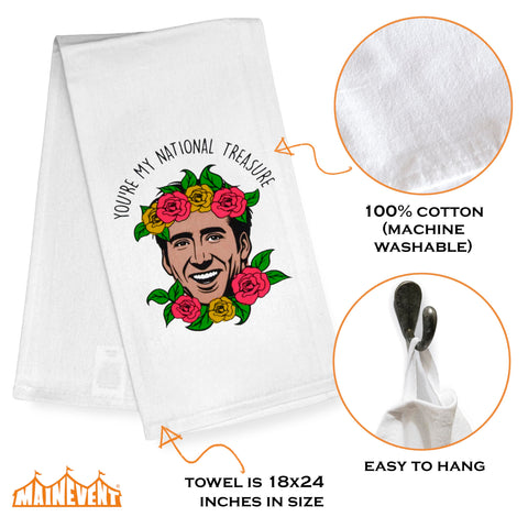 MAINEVENT Hilarious history quote on towel adds a playful vibe to counter spaces.
