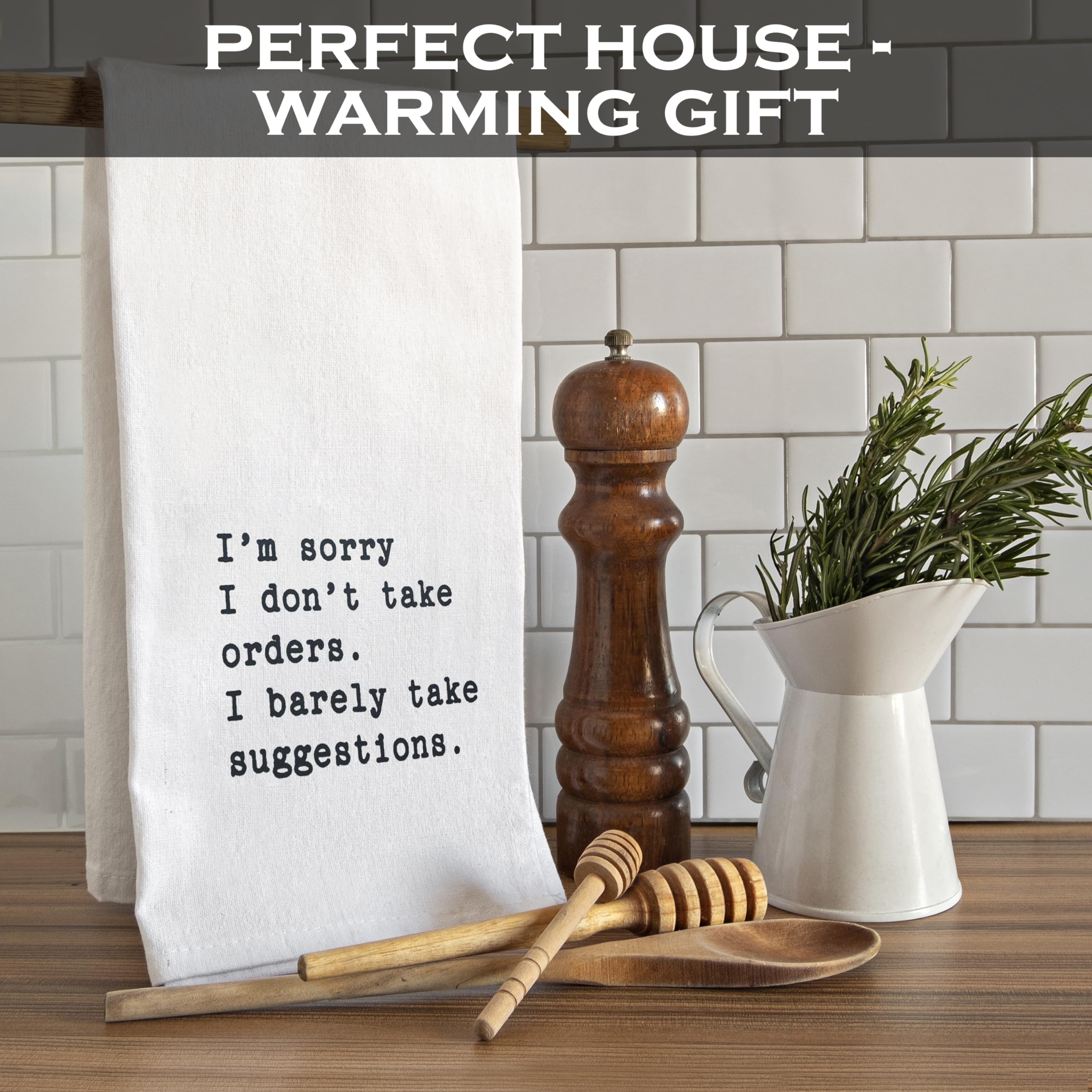 MAINEVENT dish towel folded on counter shows 18x24 size for quick use.