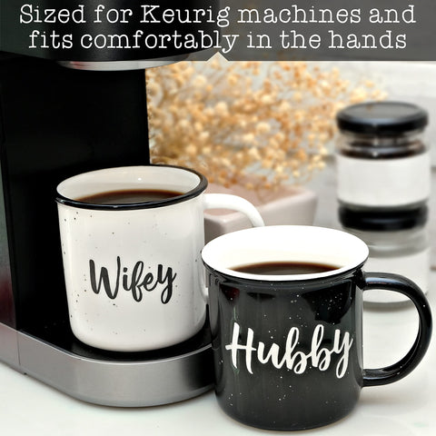 MAINEVENT 11-ounce mugs with black halo edge for striking visual contrast.