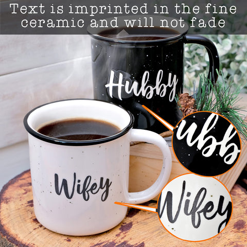 MAINEVENT His Hers mugs set 11 oz for couples morning moments.