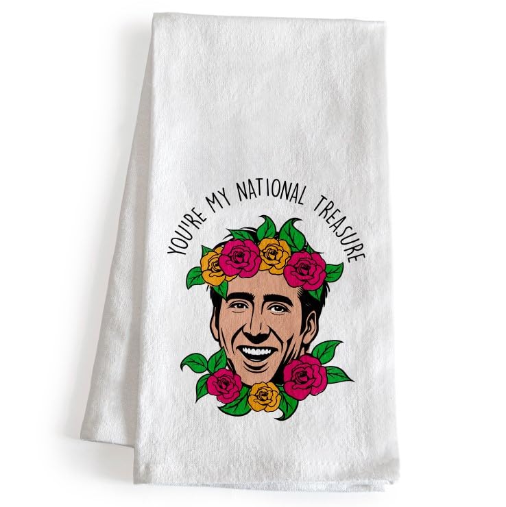 MAINEVENT You Are My National Treasure kitchen towel features bold graphic for fun kitchen decor.