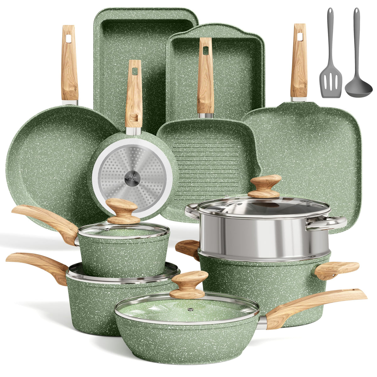 MAISON ARTS green nonstick frying pans for quick cleanup and even searing