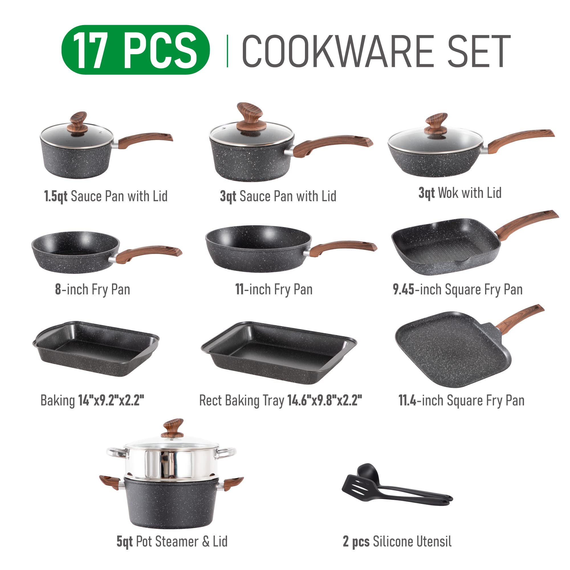 MAISON ARTS pots and pans in multiple sizes for flexibility