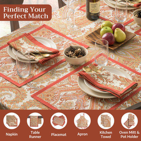 Maison d' Hermine 60x90 inch cotton tablecloth displayed on a dining table.