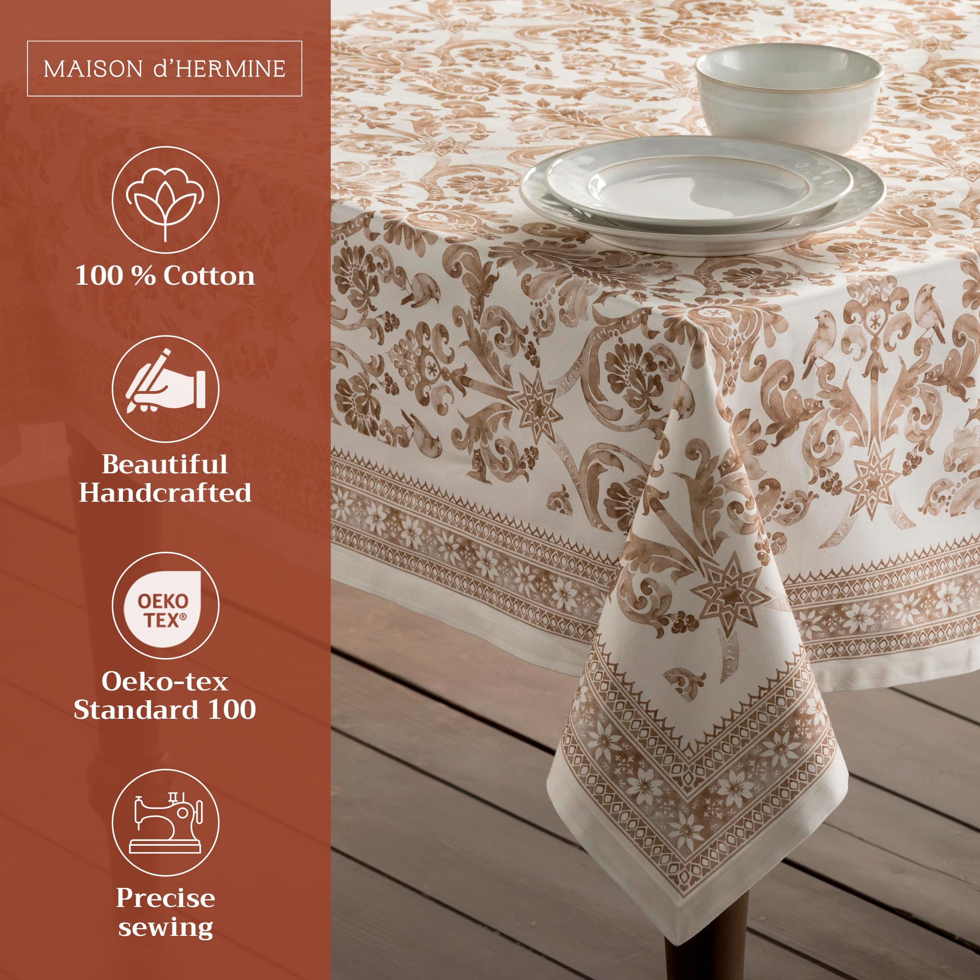 Close-up of Maison d'Hermine cotton fabric texture and weave