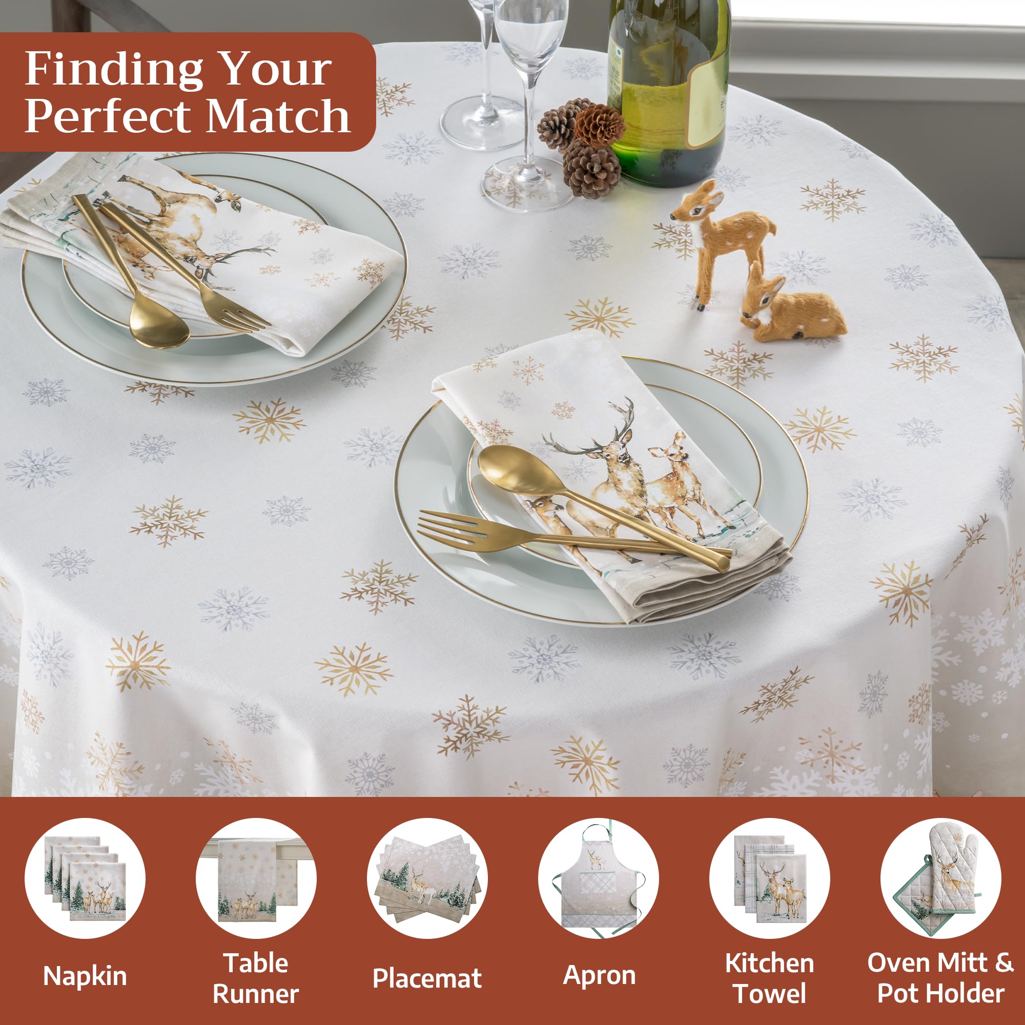 Maison d' Hermine round tablecloth supports casual daily dining and special occasions.